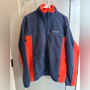 Columbia navy and orange zip up fleece jacket!
